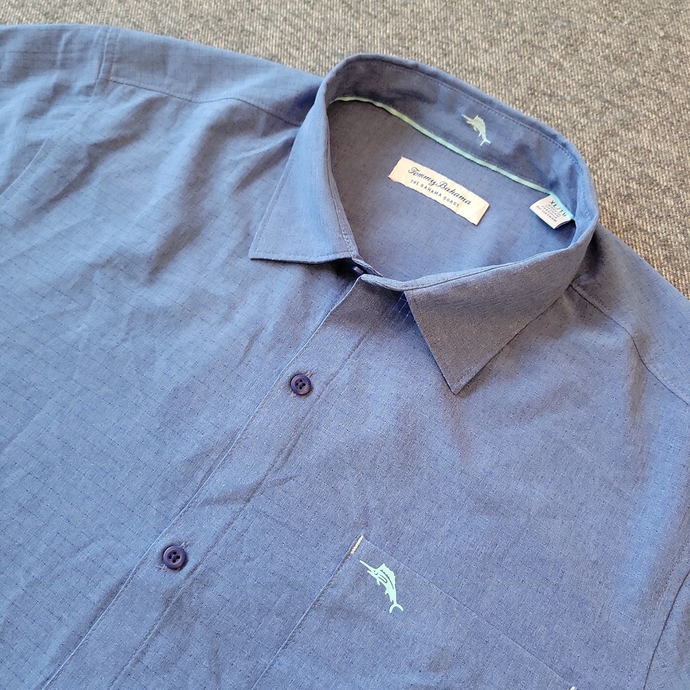 Tommy Bahama Shirt Men's XL Blue The Bahama Coast Island Zone Vented Performance